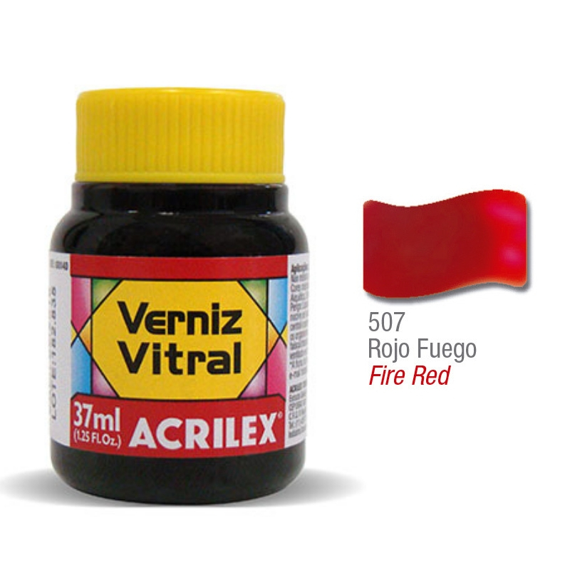 Barniz Vitral Acrilex 507 Rojo Fuego 37Cc