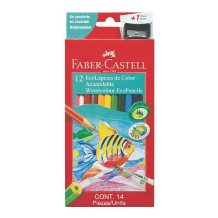 Lapices De Colores Faber Castell Acuarelables Carton x 12 + sacapuntas