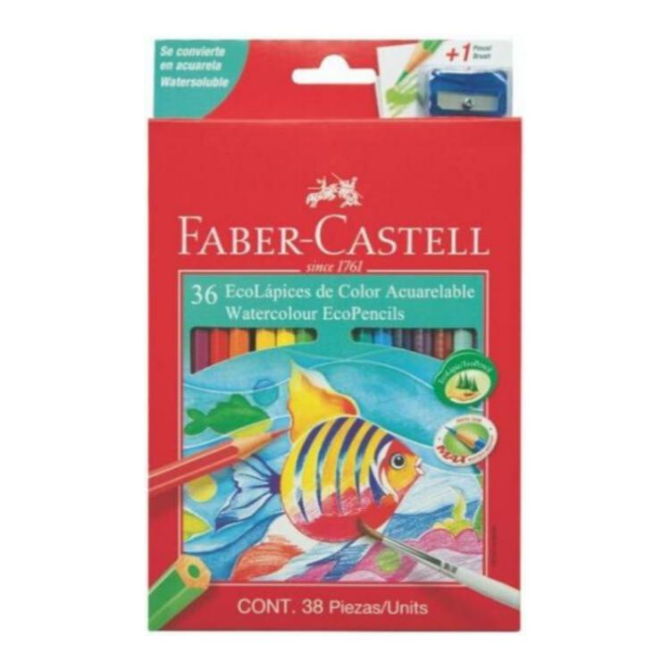 Lapices De Colores Faber Castell Acuarelables Carton x 36 + sacapuntas