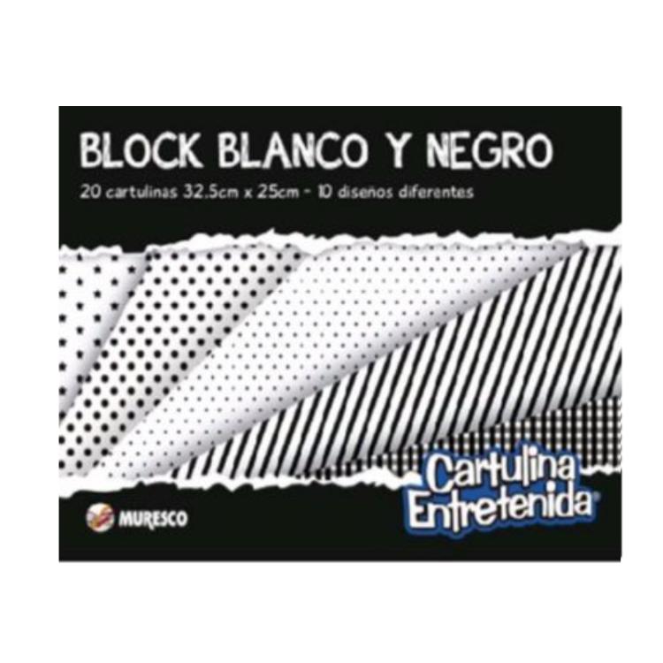 Block De Cartulina Muresco Entretenida Blanco Y negro Block 20 Hojas
