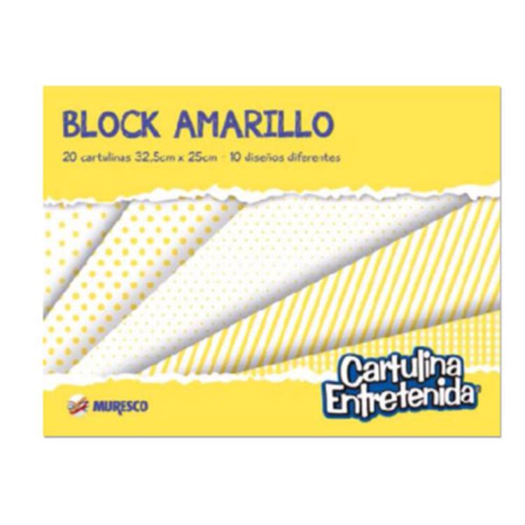 Block De Cartulina Muresco Entretenida Amarillo 20 Hojas