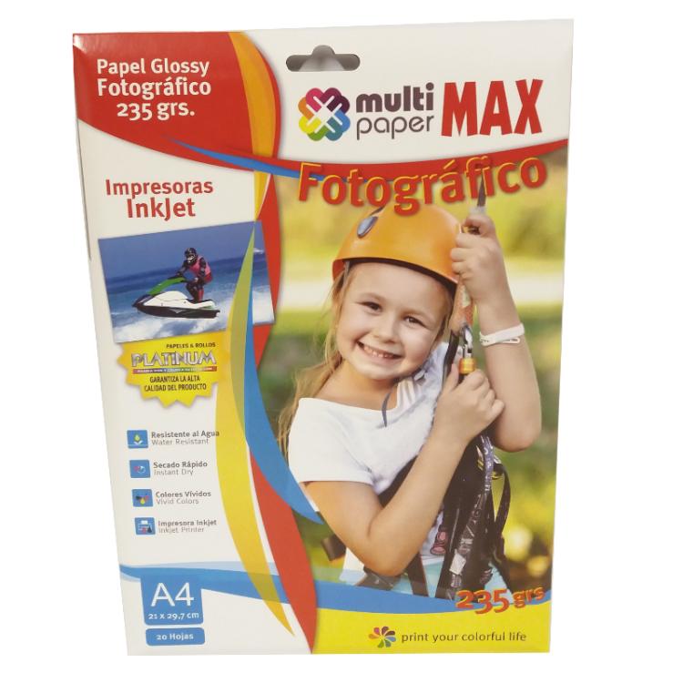 Papel Fotografico Paper Max Glossy 235 Gr. A4 Blister X 20