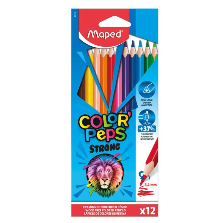Lapices De Colores Maped Color'peps X 12 Strong Caja Carton Largos