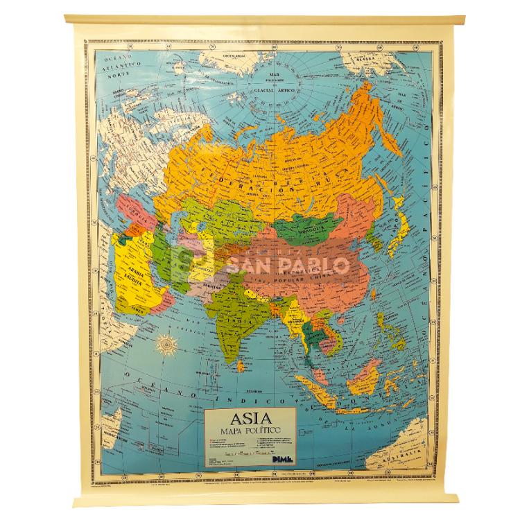 Mapa Laminado Politico Mural Asia