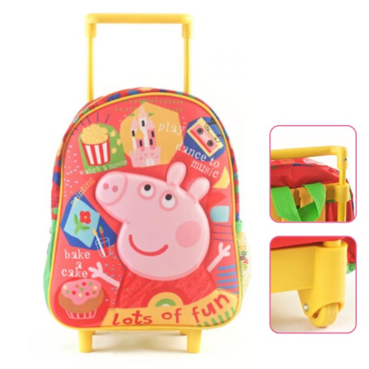 Mochila Wabro 2025 12" Peppa Pig Rainbow Con Carro Art.55406
