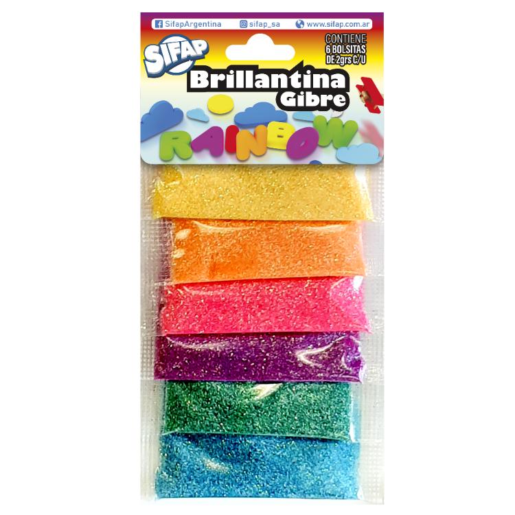 Brillantina Blister X 6 Con Formas Rainbow Sifap