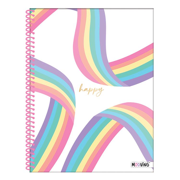 Cuaderno Con Espiral Mooving Golden Rainbow 80 Hojas Rayadas