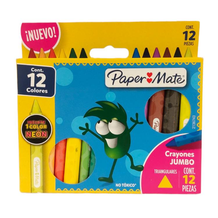 Crayones Paper Mate X 12 Triangulares Jumbo