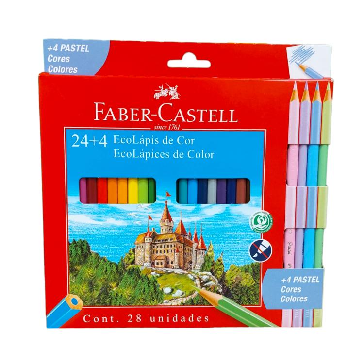 Lapices de colores Faber Catell x 24 Ecolápiz  + 4 Pastel ART.116128