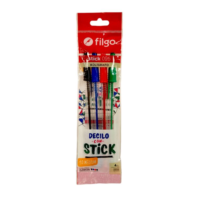 Boligrafo Filgo Stick 026 x 4 Colores Clásicos
