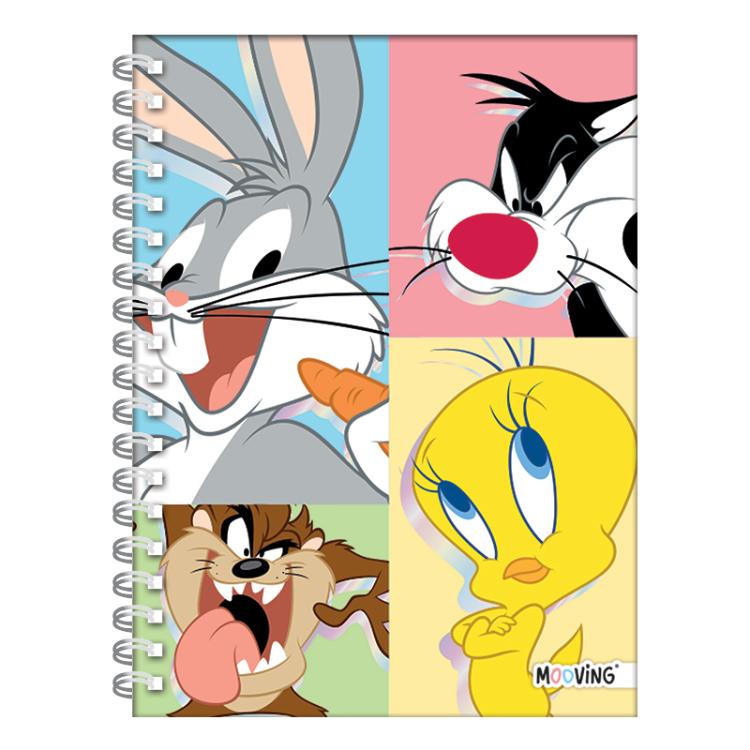 Cuaderno Con Espiral Mooving Looney Tunes Tapa Dura 80 hojas 16 x 21 cm Art.1205231