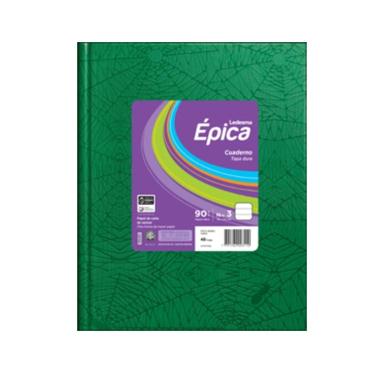 Cuaderno Tapa Dura Epica N°3 Forrado 100 Hojas Rayadas Verde Art.105859