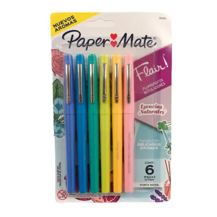 Boligrafo Lapicera Paper Mate Flair Esencias Naturales con aromas Blister x 6 Art.2181005