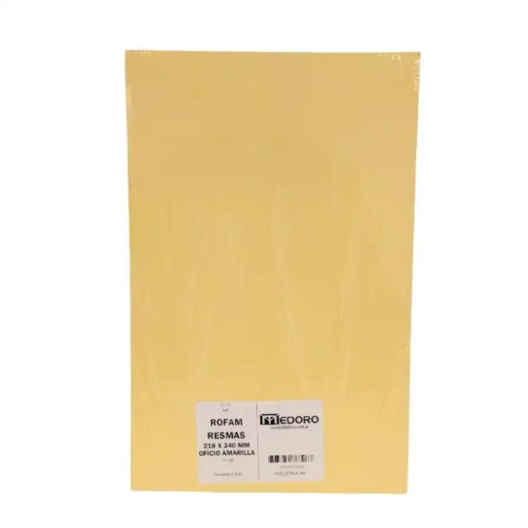 Resma Papel Medoro Color Amarillo Oficio 75 grs x 500 Hojas Art.ROFAM5