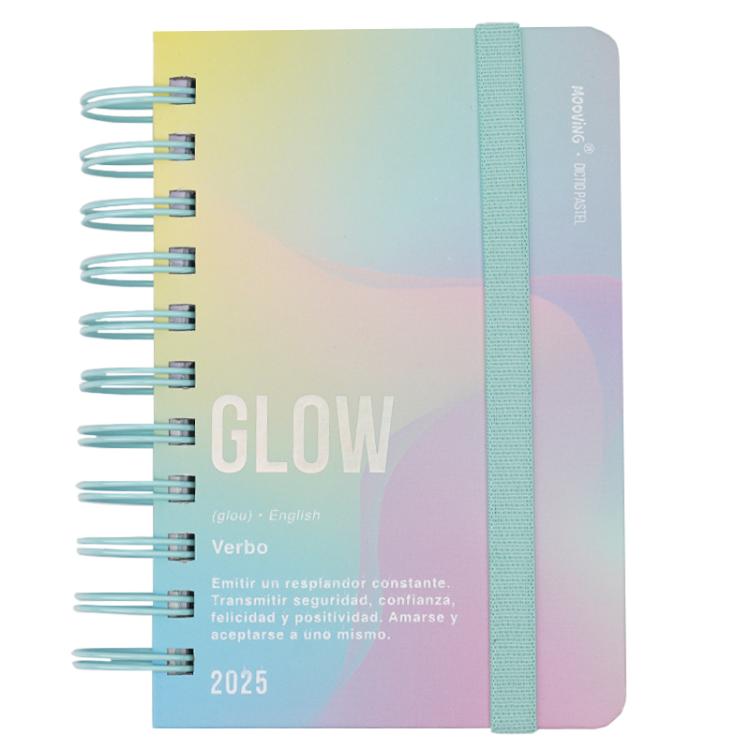 Agenda Mooving 2025 Dictio Pastel Glow Dia Por Pagina Espiralada 10 x 15 cm Art.1403239