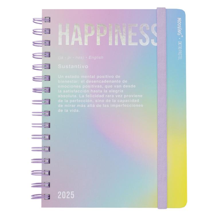 Agenda Mooving 2025 Dictio Pastel Happiness Semana a la Vista 15 x 21 cm Art.1404239