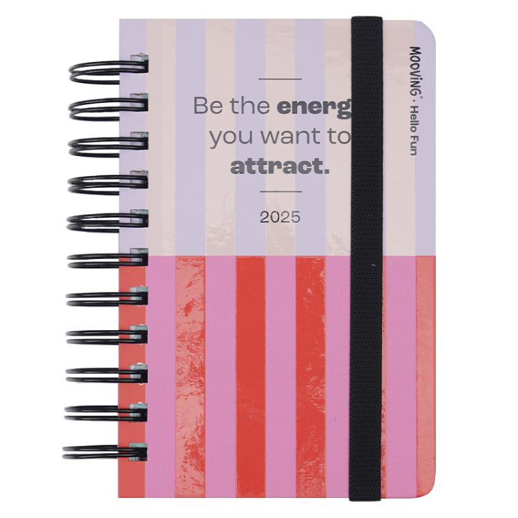 Agenda Mooving 2025 Hello Fun Be The Energy Dia por Pagina 10 x 15 cm Espiralada Art.1403155