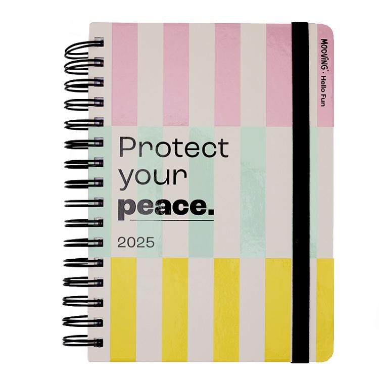 Agenda Mooving 2025 Hello Fun Proyect Your Peace Dia por Pagina 15 x 21 cm Espiralada Art.1405155