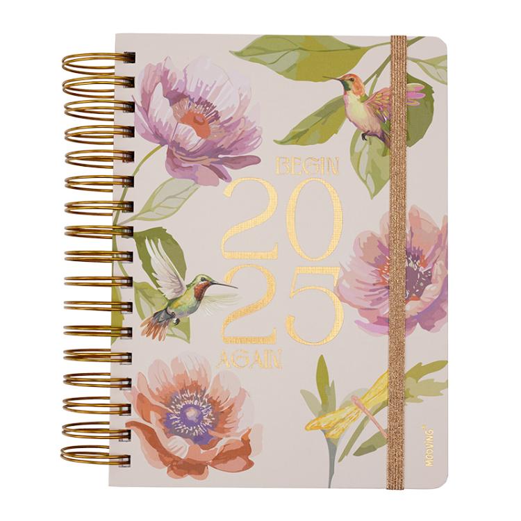 Agenda Mooving 2025 Floral 16.5 x 22 cm Dia por Pagina Espiralada Art.1414241