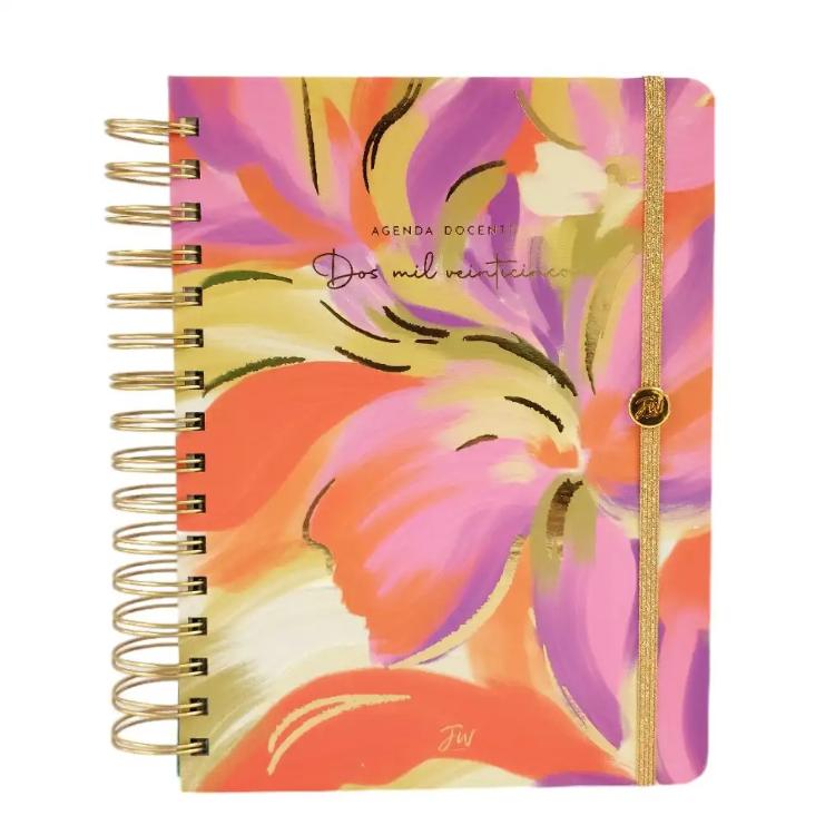 Agenda FW 2025 Docente Flores Semanal con Espiral 15 x 21 cm Art.1000043