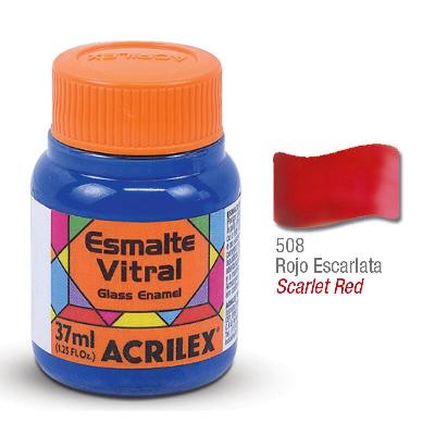 Pintura Acrilex Vitral Esmalte 608 Rojo Escarlata 37Cc