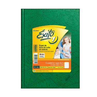 Cuaderno Exito Tapa Dura N°1 16x21cm Forrado Verde 100 Hojas Cuadriculado