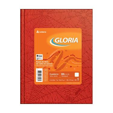 Cuaderno Gloria Tapa Dura N°1 16x21cm Forrado Rojo 84 Hojas Rayado