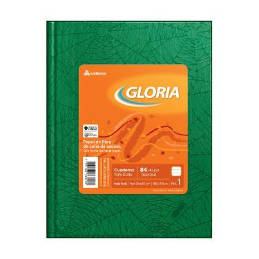 Cuaderno Gloria Tapa Dura N°1 16x21cm Forrado Verde 84 Hojas Rayado
