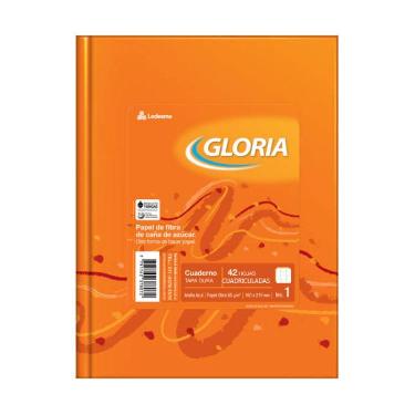 Cuaderno Gloria Tapa Dura N°1 16x21cm Para Forrar 42 Hojas Cuadriculado