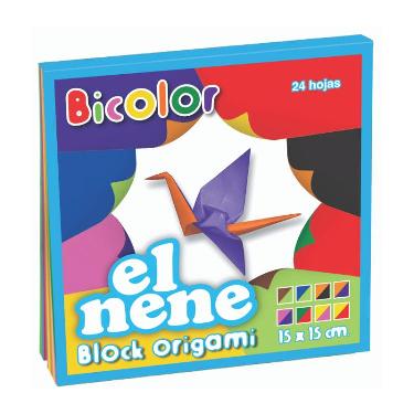 Block El Nene 15x15 cm Origami 24 Hojas Bicolor
