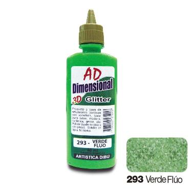 Pintura Dimensional 3D Ad Glitter Verde Fluo 40Ml